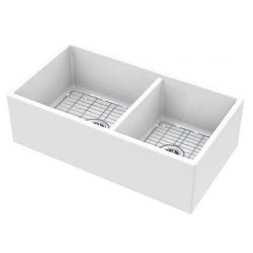 33" Fireclay Farm Double Bowl 60/40 Split Sink Kitchen Sink Bailey's Discount Center