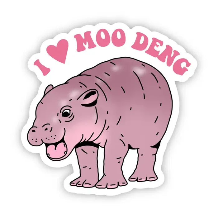 Big Moods 'I Love Moo Deng' Vinyl Sticker