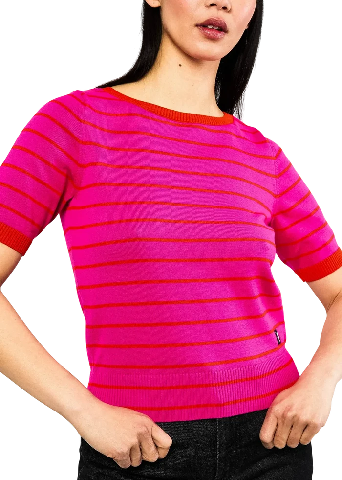 BLUTSGESCHWISTER TOP pretty preppy, pink picnic parade stripe