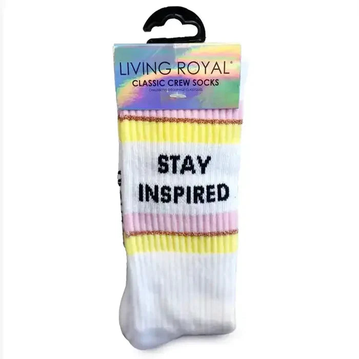 Classic Crew Socks w/ Ribbed Tubing - "Love Yourself" - Pink