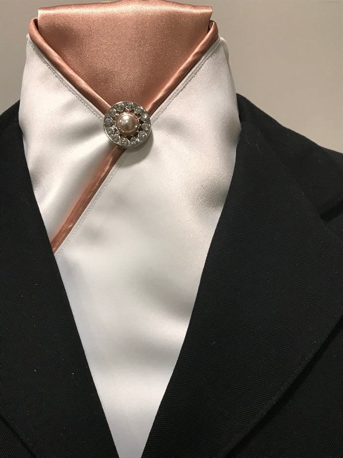 Slim Line- White Satin/Rose Gold Neck/Pipe/Crystal Pin