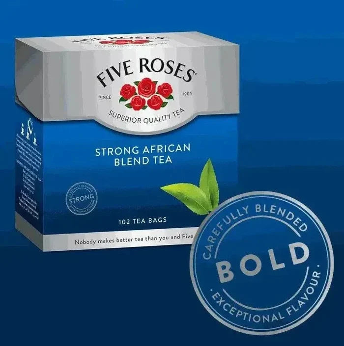 FIVE ROSES Tea African Blend BLUE pack of 102 tea bags with rich, full-bodied African-inspired flavor