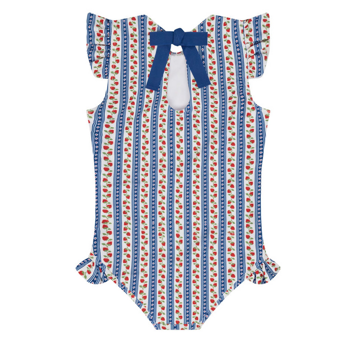 girls strawberry patch ruffle cap sleeve one piece