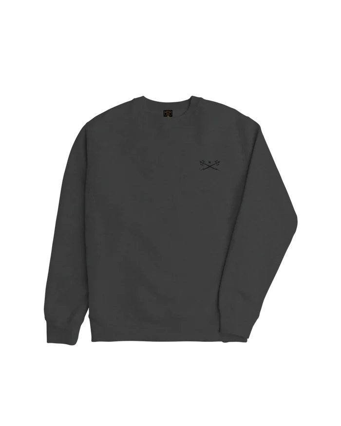 Dark Seas Go To V2 gunmetal heather crewneck fleece sweatshirt with tonal logo embroidery