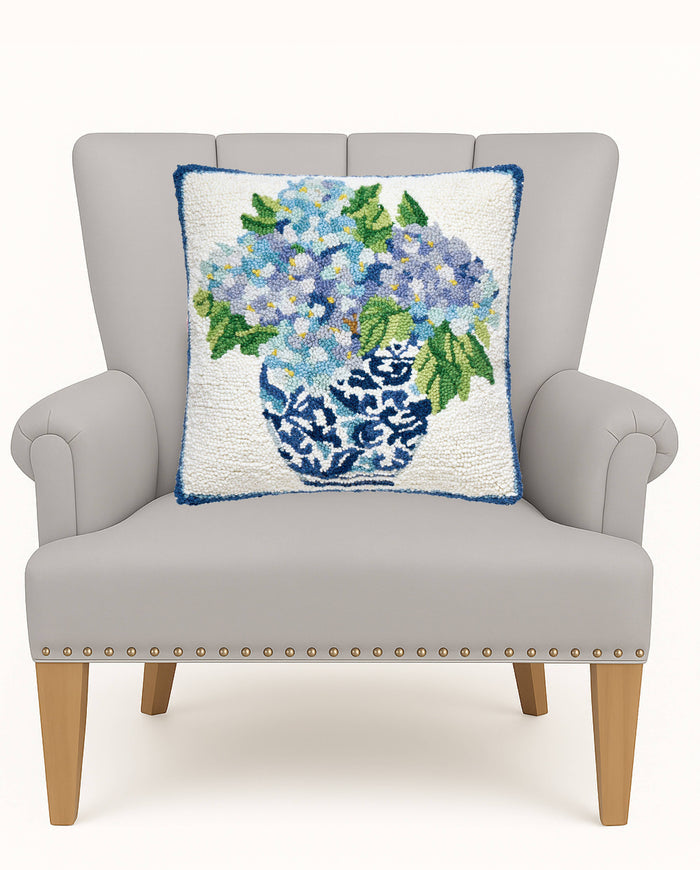 Rhapsody In Blue II Hooked Wool Pillow
