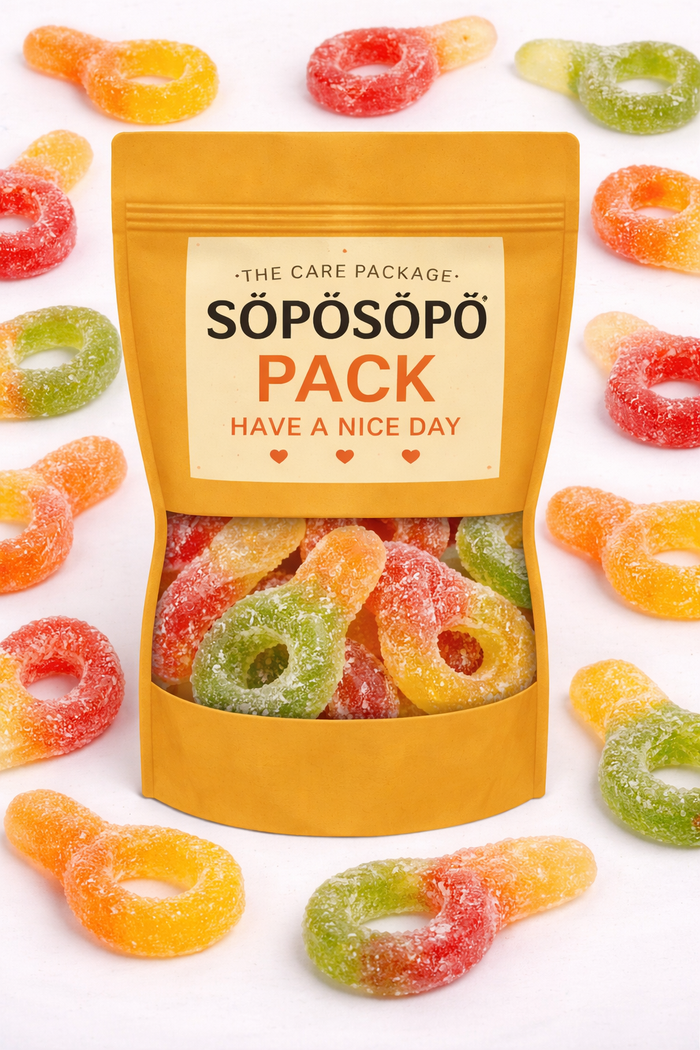SÖPÖSÖPÖ Scandinavian Treat Pack – Sour Nappar Gummies – 150g Nordic Candy Bag – Sour Fruity Pacifier Candy – soposopo pack