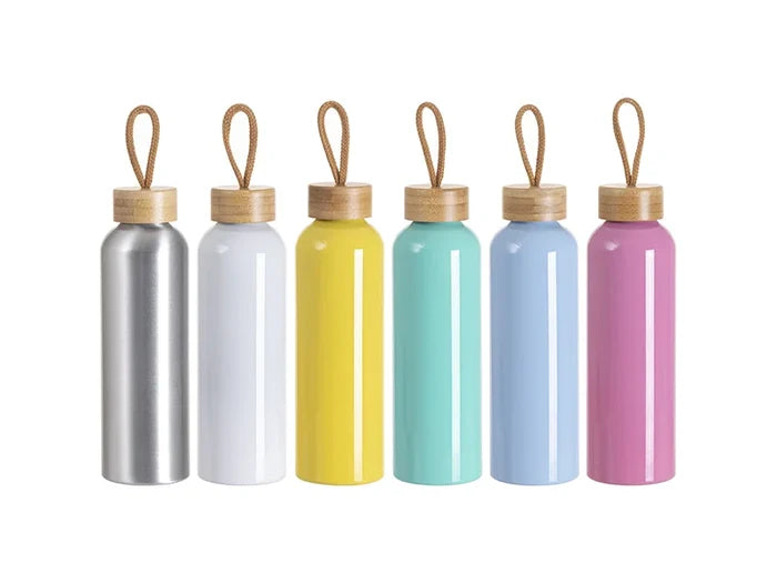 Sublimation Blanks 20oz/600ml Aluminum Water Bottle w/ Bamboo Lid (Mint Green)