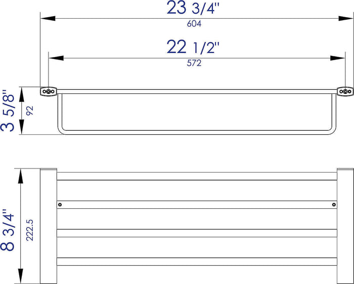 24" Towel Bar and Shelf, 2 Finishes - Alfi Brand