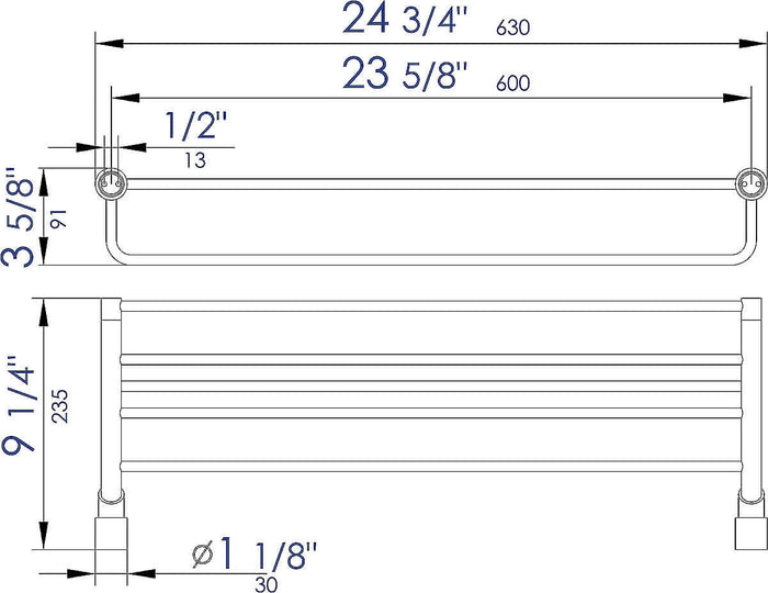 25" Towel Bar and Shelf, Polished Chrome - Alfi Brand