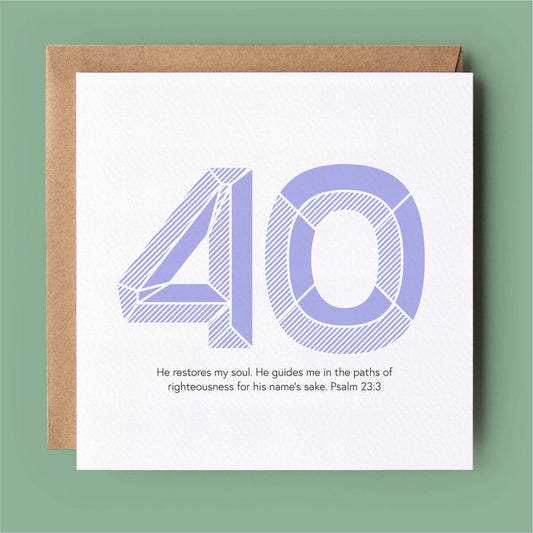 40th Birthday or Anniversary Milestone Bible Verse Christian Card