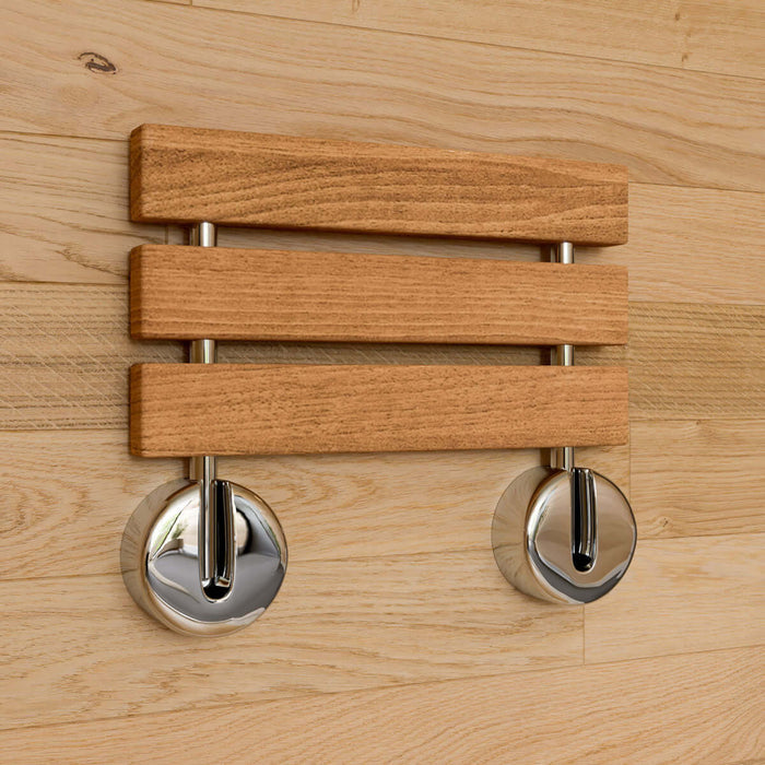 ADA Folding Teak Shower Seat 16" Wide, Accents in Polished Chrome or Brushed Nickel - Alfi Brand