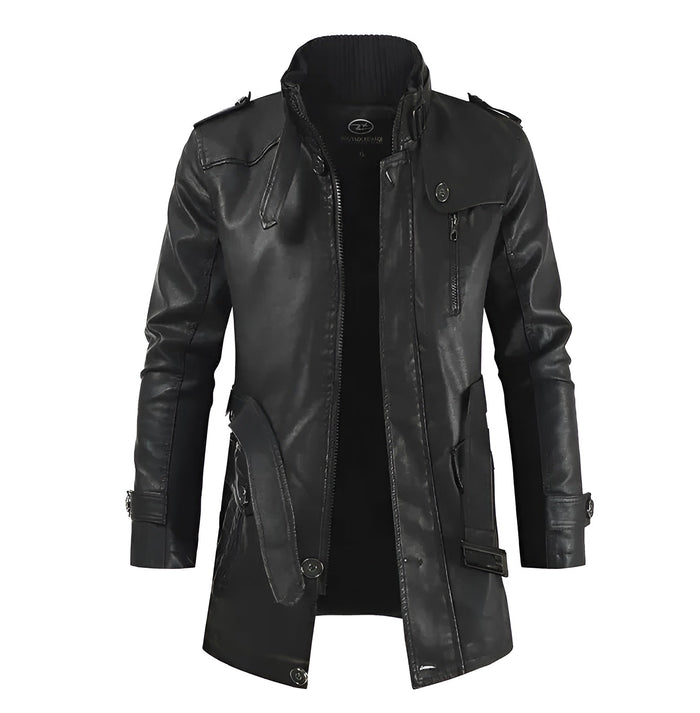 Adrien™ | Elegant Long Leather Coat for Men