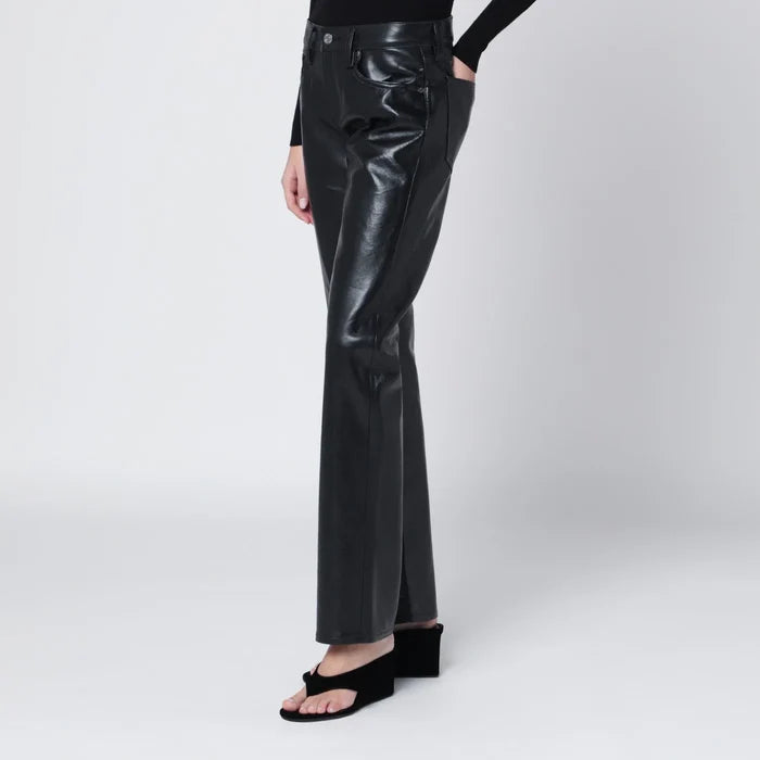 AGOLDE - Black faux leather trousers Low Rise Slim