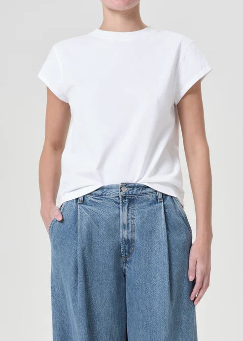 Agolde Bryce Cap Sleeve Tee in White