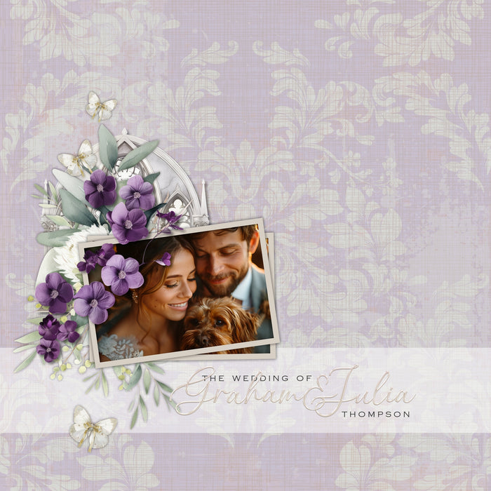 Add beautiful purple monochromatic damask papers by Lucky Girl Creative digital art to all your digital scrapbooking pages and albums. Inspired by vintage wallpapers and patterns, these background papers will add a subtle touch of warmth to your projects. This kit is included in the Antique Damask Papers Bundle.