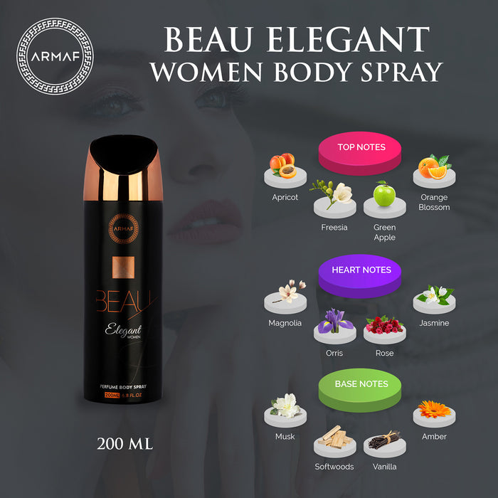 Armaf Beau Elegant Perfume Body Spray 200ML - For Women