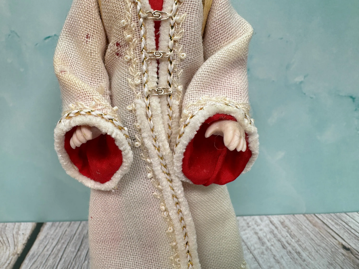 Artisan Handmade Hand Painted Porcelain Santa Doll With Toy Backpack