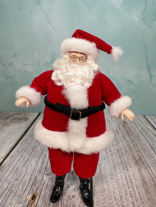 Artisan Handmade Porcelain Christmas Santa Doll Wearing Glasses