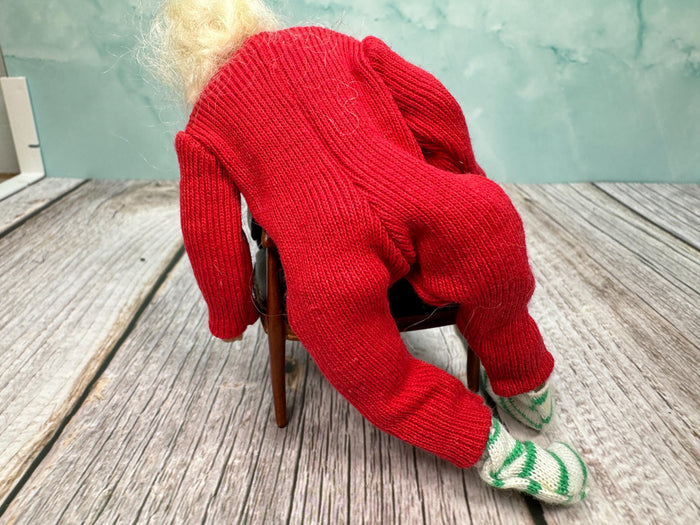 Artisan Handmade Porcelain Sleeping Santa Doll In Pajamas