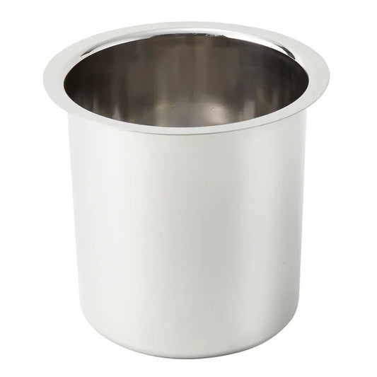 A stainless steel cup or tumbler with a polished metallic finish, shown on a plain white background.