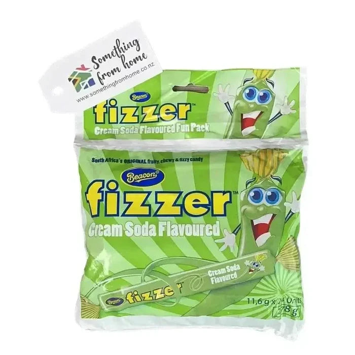 Beacon FIZZER Cream Soda pack of 24 chewy fruity fizzy candies with temperature-sensitive texture