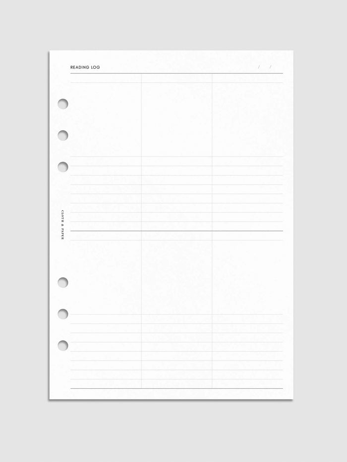 Bibliophile Planner Insert, Second Edition, Cloth and Paper. Digital mockup of insert in A5.