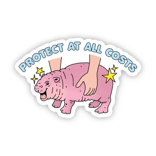 Big Moods 'Protect At All Costs' Moo Deng Hippo Vinyl Sticker