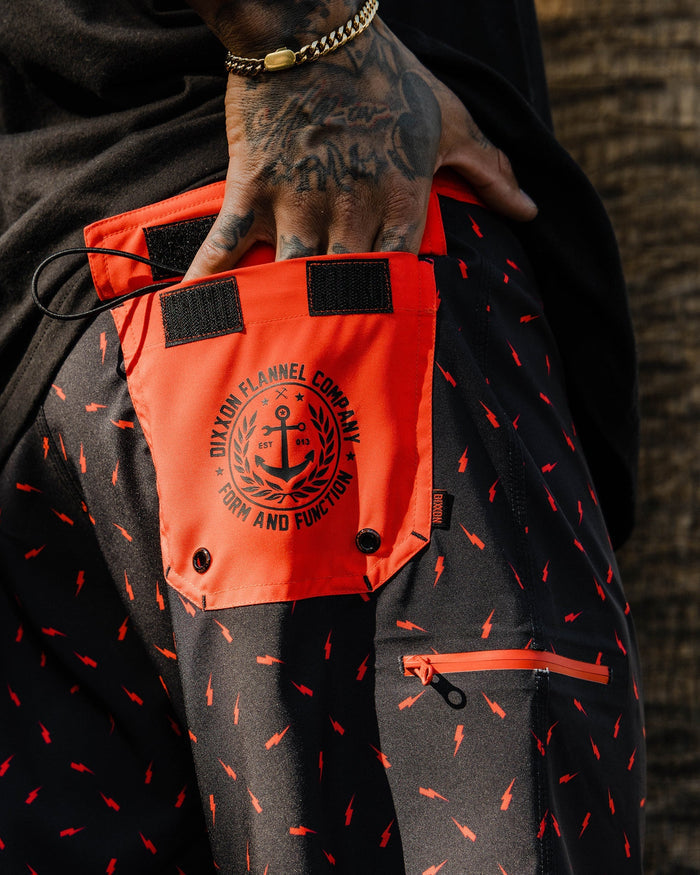 Black & Red Bolt Boardshorts - Dixxon Flannel Co.