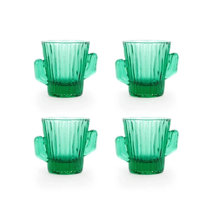 four cactus shot glasses