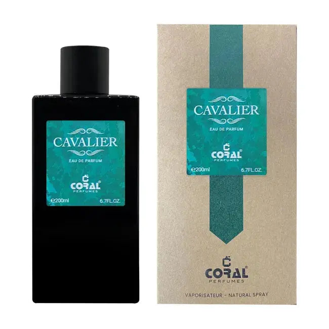 Bin Kamal Cavalier Eau De Parfum 200ml box showing elegant packaging with gold accents and brand logo on a white background.
