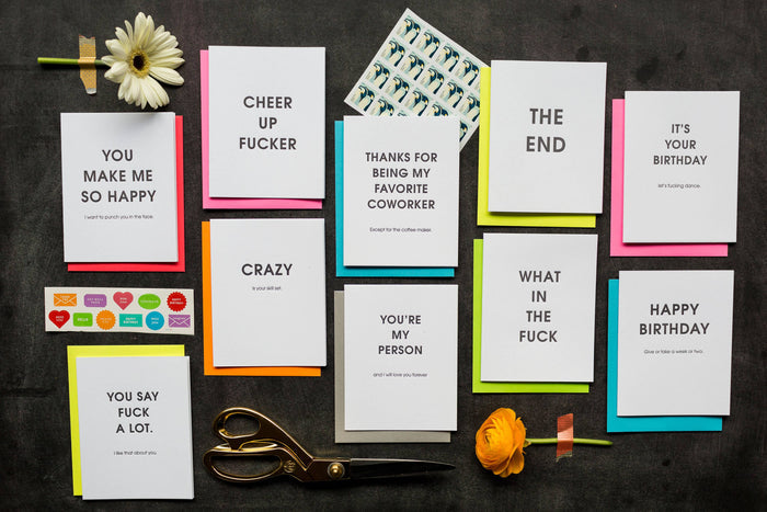 chez gagne cheer up f ck3r letterpress greeting card