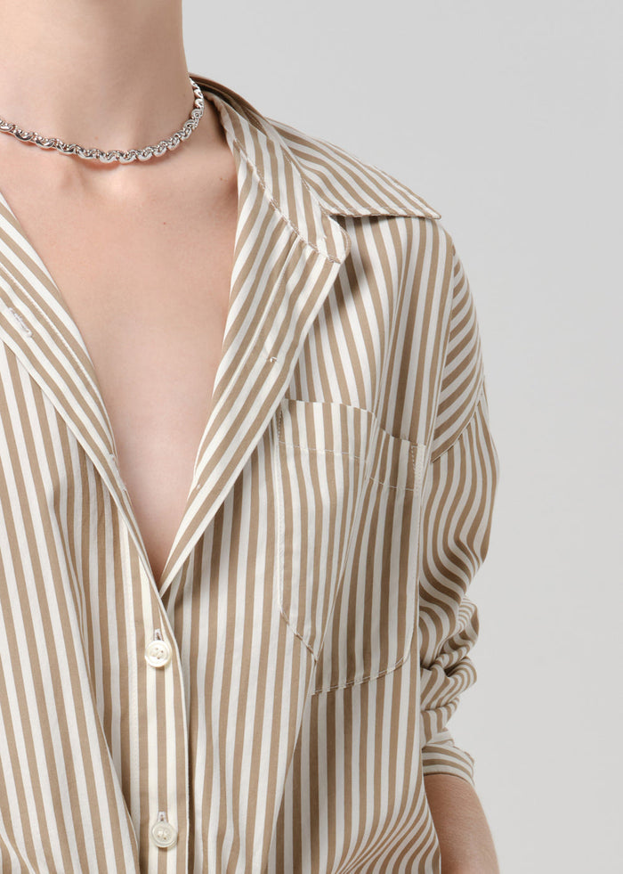 Citizens of Humanity Petit Ami Shirt in Sand Atlas Stripe