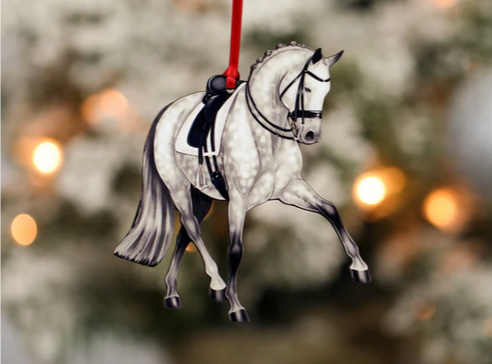 Grey Dressage Horse - Half Pass
