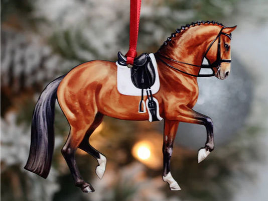 Bay Dressage Horse - Piaffe