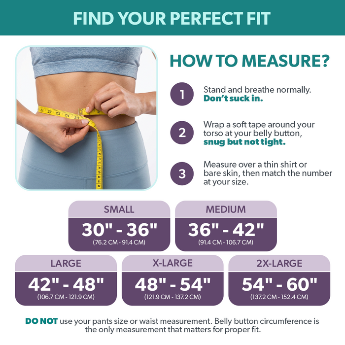 comfort compression back brace sizing chart