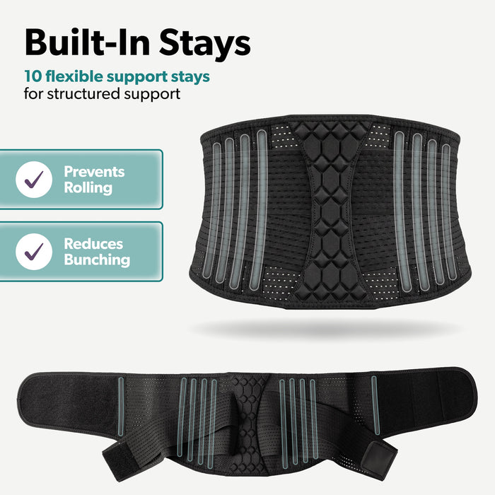 Comfort Fit Lumbar Brace for Men and Women - Lower Back Support Belt for Lifting, Work, Standing All Day, Everyday Wear