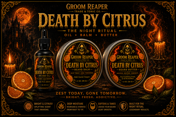 Death By Citrus The Morning Ritual – Real Benefits Real Results – three products one ritual everything your beard needs – beard oil hydrates nourishes reduces itch softens strengthens lightweight non-greasy – beard balm shapes controls locks in moisture natural matte finish protects and conditions – beard butter deep conditioning hydration softens rough beard hair repairs restores perfect for nightly use – powered by nature perfected by ritual – sweet orange oil blood orange oil bergamot oil she