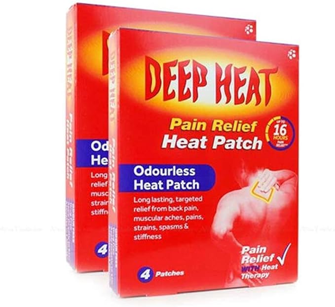 Deep Heat Odourless Patch Muscle XL Back Pads Pain Relief - Pack of 2 x 4 Patches - Shoppers-kart.com