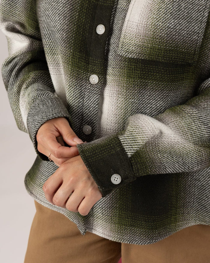 Delta Womens Checked Shirt in Green/White