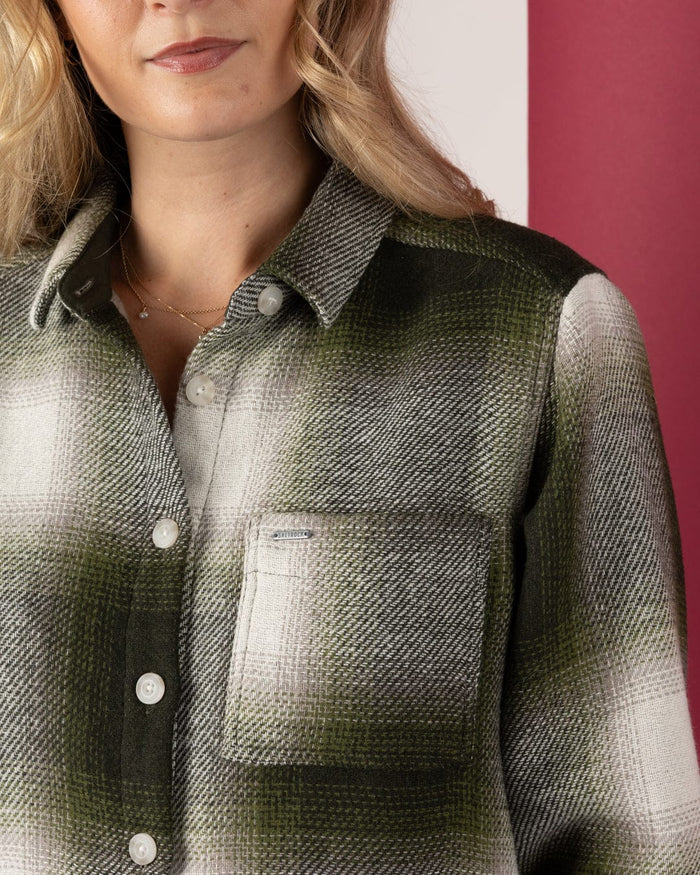 Delta Womens Checked Shirt in Green/White