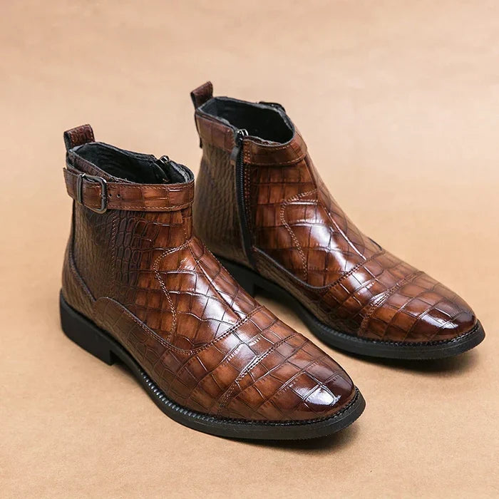 Dylan | Faux Leather Ankle Boots with Buckle