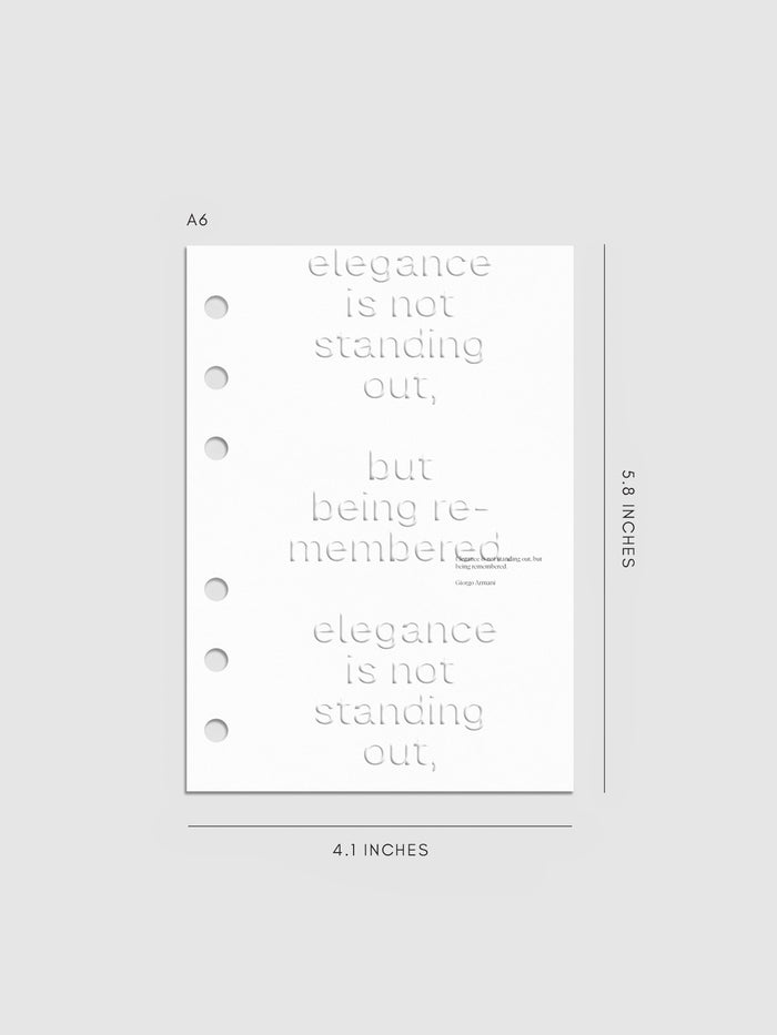 Digital mockup of the Elegance Dashboard in A6 size