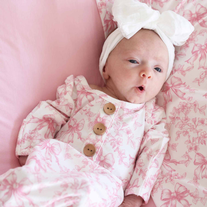 Fancy Frills Newborn Knot Gown & Hat Set