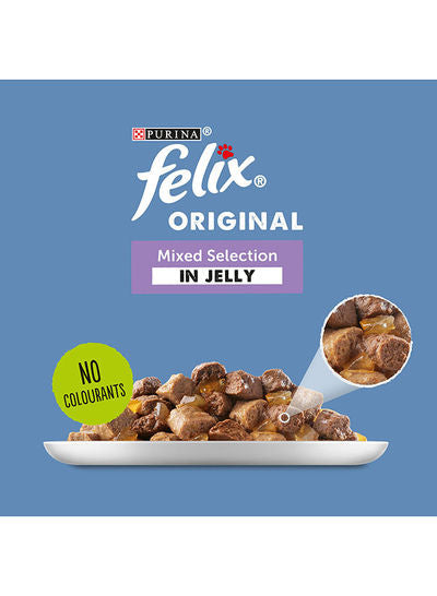 Felix As Good As It Looks Mixed Selection In Jelly Cat Food, Jumbo Pack with Salmon, Chicken, Beef and Tuna 40 x 85g- 3.4kg - Shoppers-kart.com
