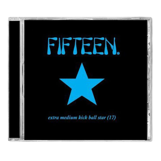 A black CD case from Fifteen features FIFTEEN in blue at the top, a large blue star in the center, and Extra Medium Kickball Star (17) below—an iconic release from the brand.