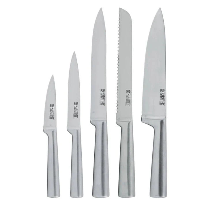Five Pieces Knife Set With Acacia Wood Storage Block