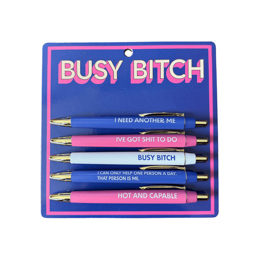 FUN CLUB - Busy Bitch Pen Set (funny, gifts, pens, spring, easter, stationery)