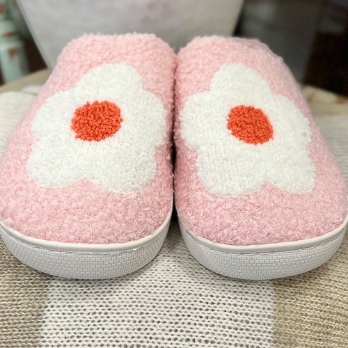 Fuzzy Flower Slippers