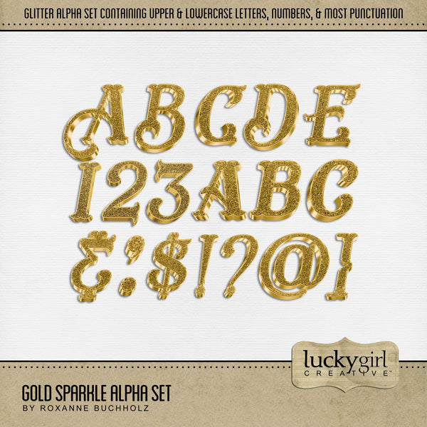 Gold Sparkle Alpha Digital Scrapbook Kit