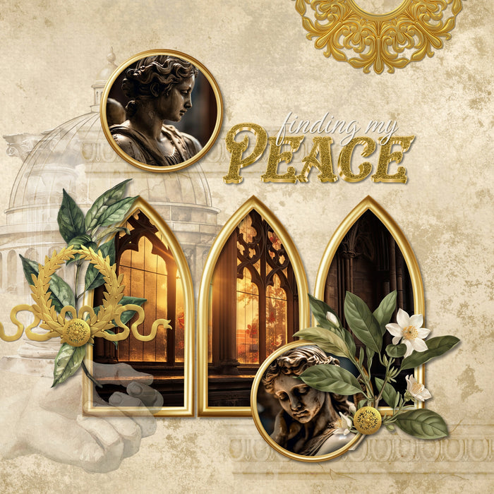 Gold Sparkle Alpha Digital Scrapbook Kit